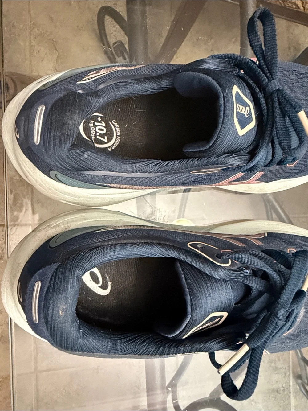 Asics Women’s Gel Kayano 30 Navy Athletic Running Shoes with Pink Accents